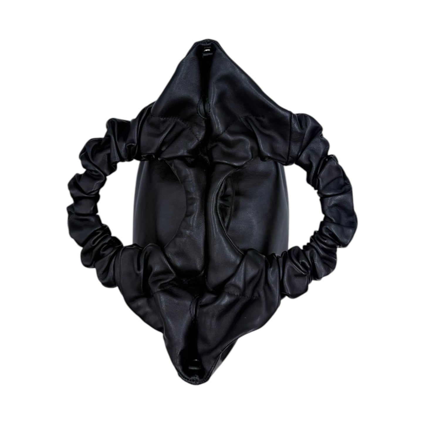 FRAME Black Leather Scrunch Top Handle Bag