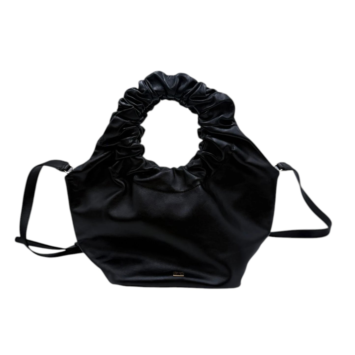FRAME Black Leather Scrunch Top Handle Bag