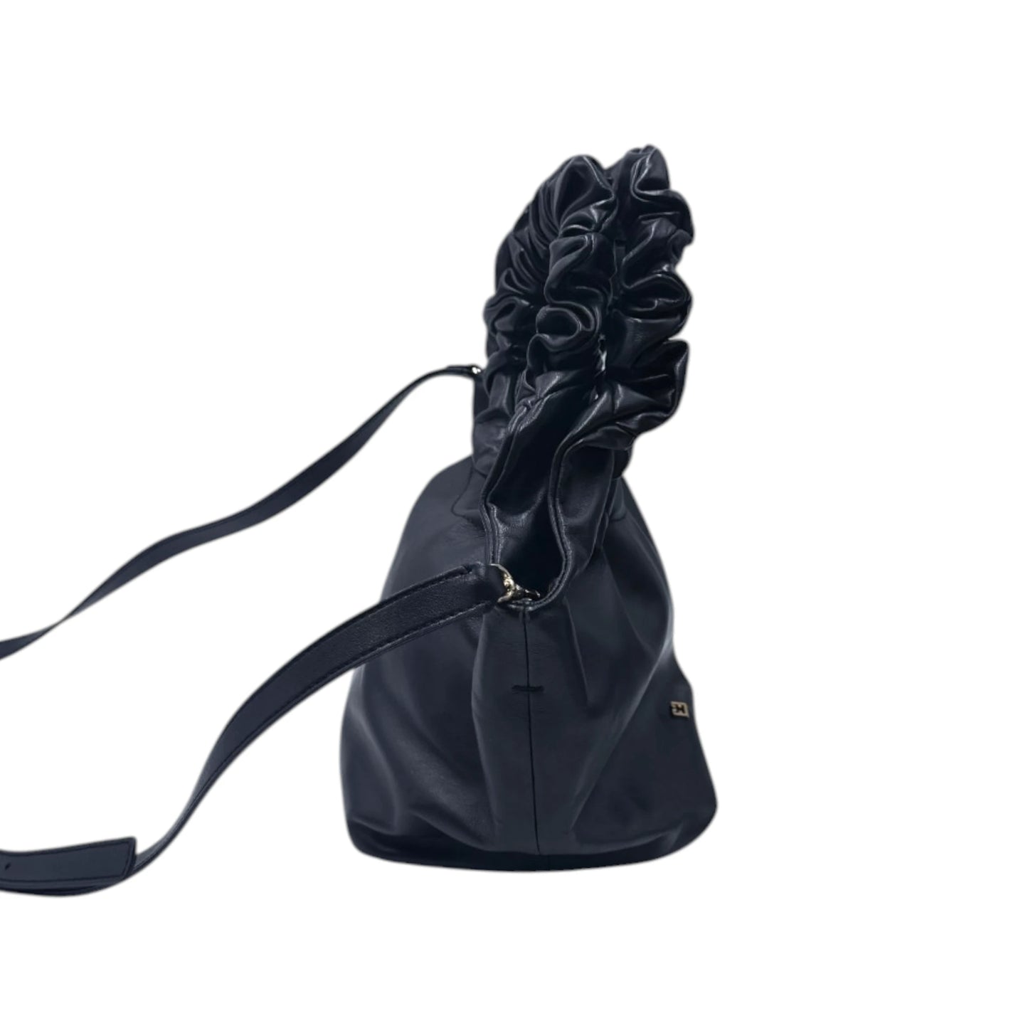 FRAME Black Leather Scrunch Top Handle Bag