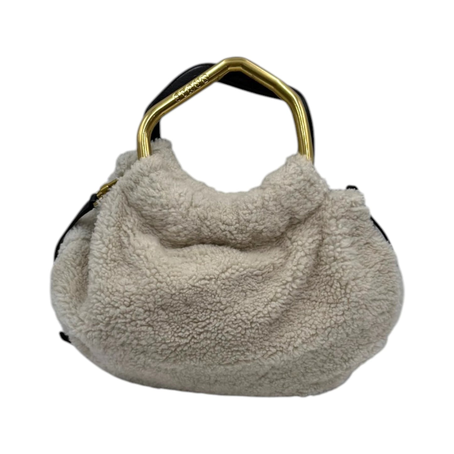 STAUD Camille Shearling Top Handle Bag