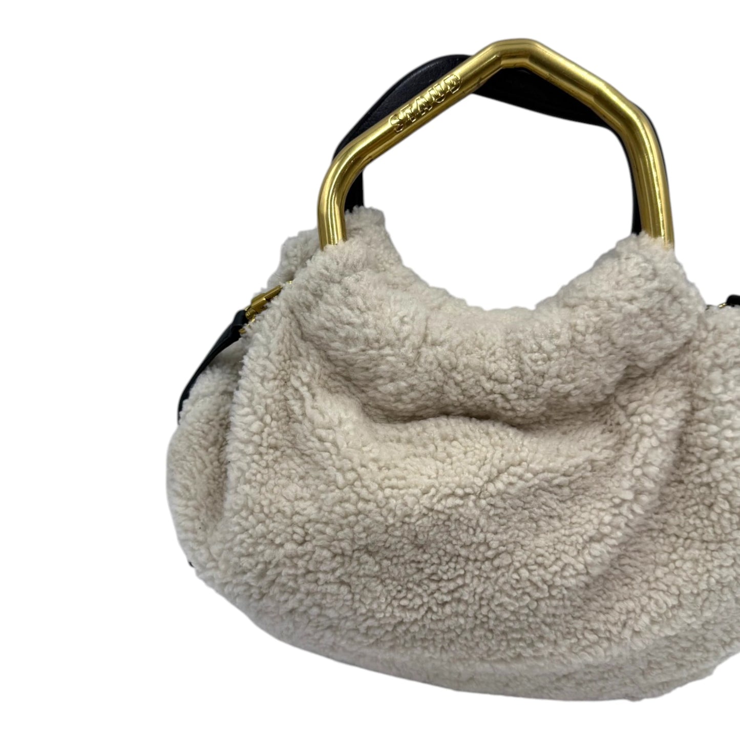 STAUD Camille Shearling Top Handle Bag