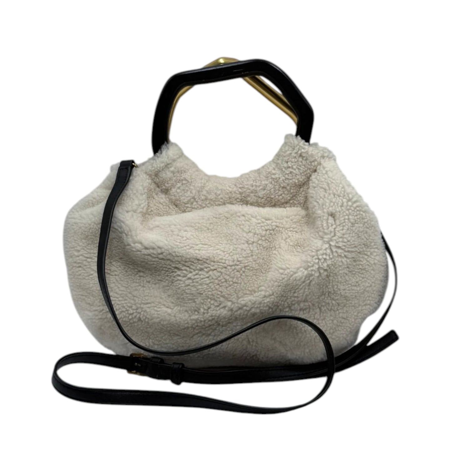 STAUD Camille Shearling Top Handle Bag