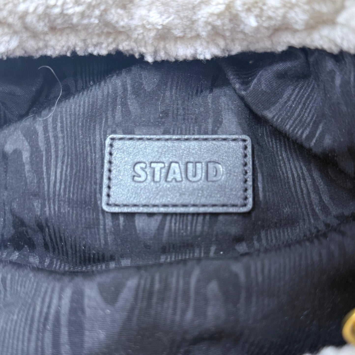 STAUD Camille Shearling Top Handle Bag