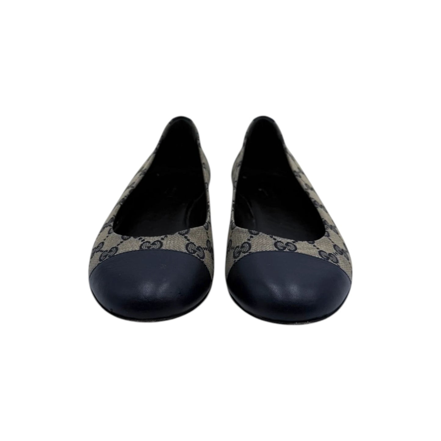 Gucci Monogram Canvas Cap-toe Ballet Flats