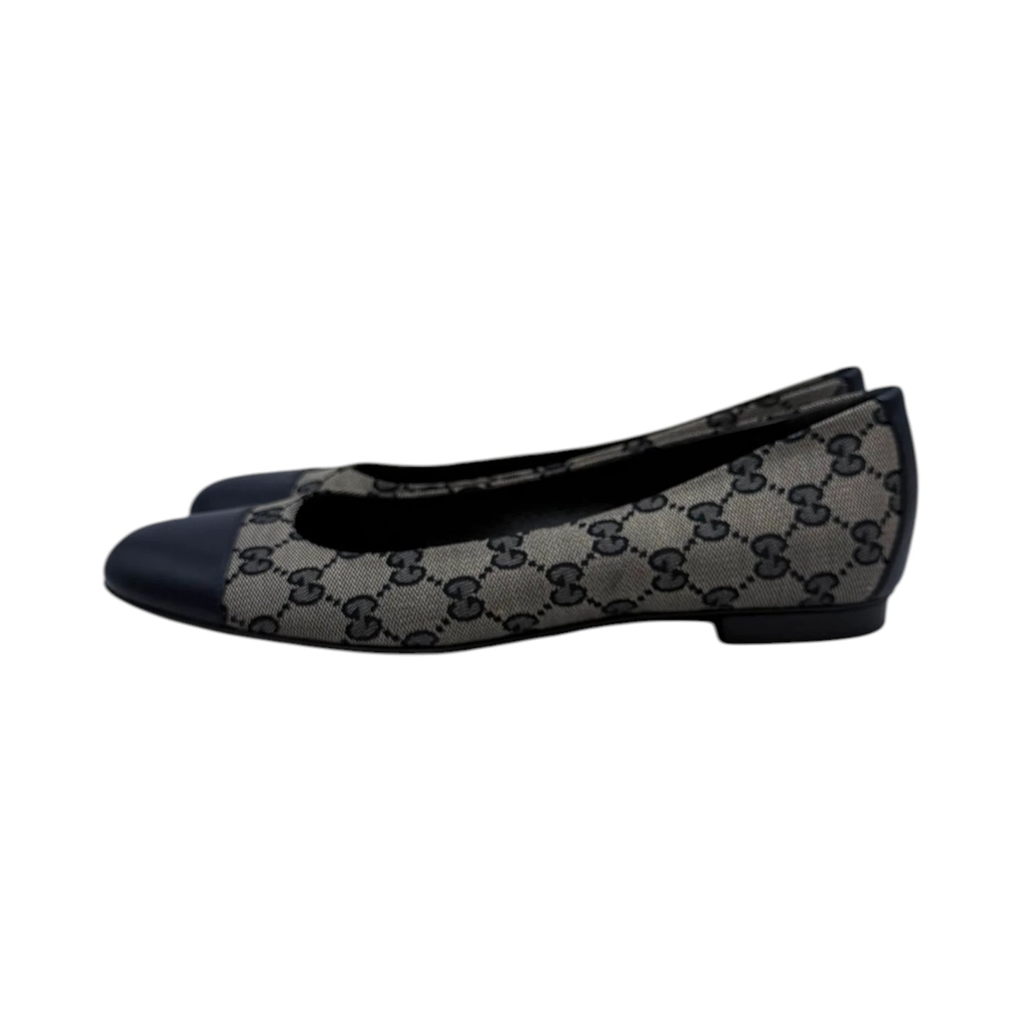 Gucci Monogram Canvas Cap-toe Ballet Flats