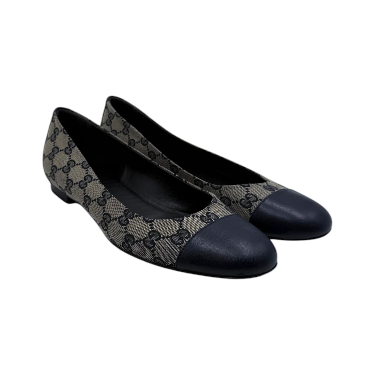 Gucci Monogram Canvas Cap-toe Ballet Flats