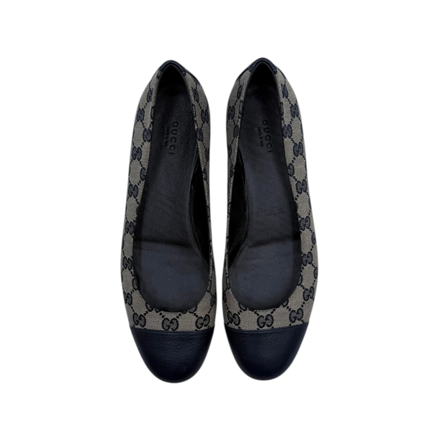 Gucci Monogram Canvas Cap-toe Ballet Flats