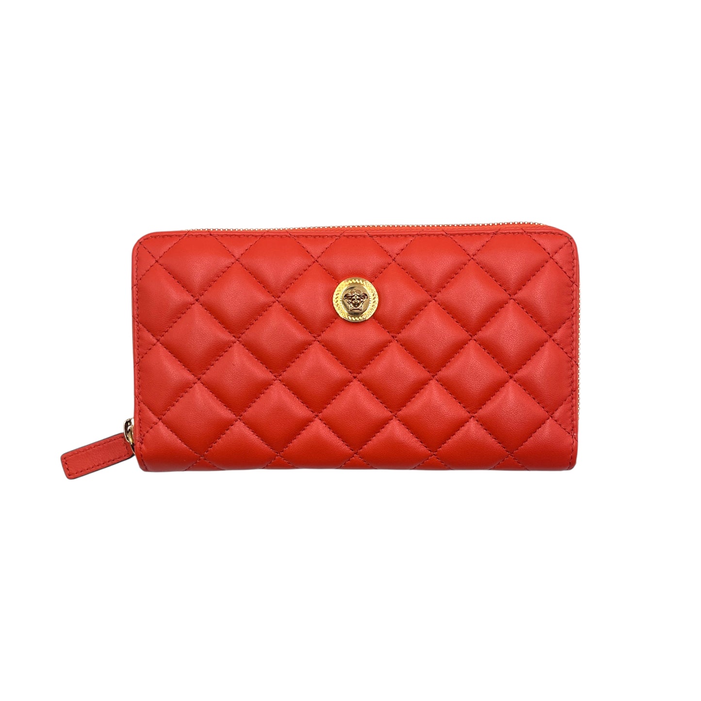 Versace Orange Quilted Leather Wallet