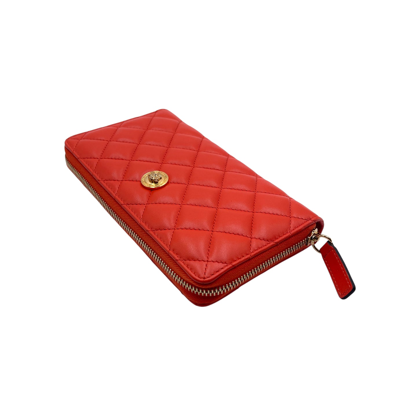 Versace Orange Quilted Leather Wallet