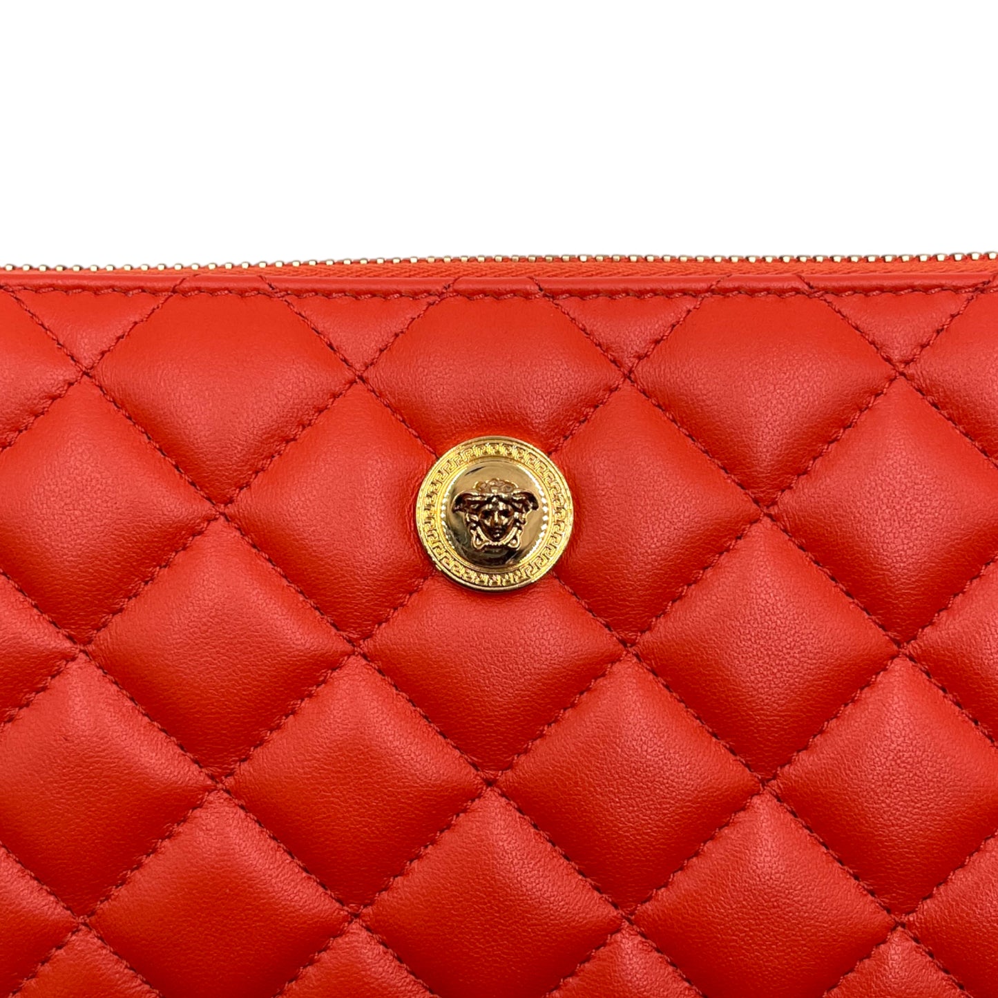 Versace Orange Quilted Leather Wallet