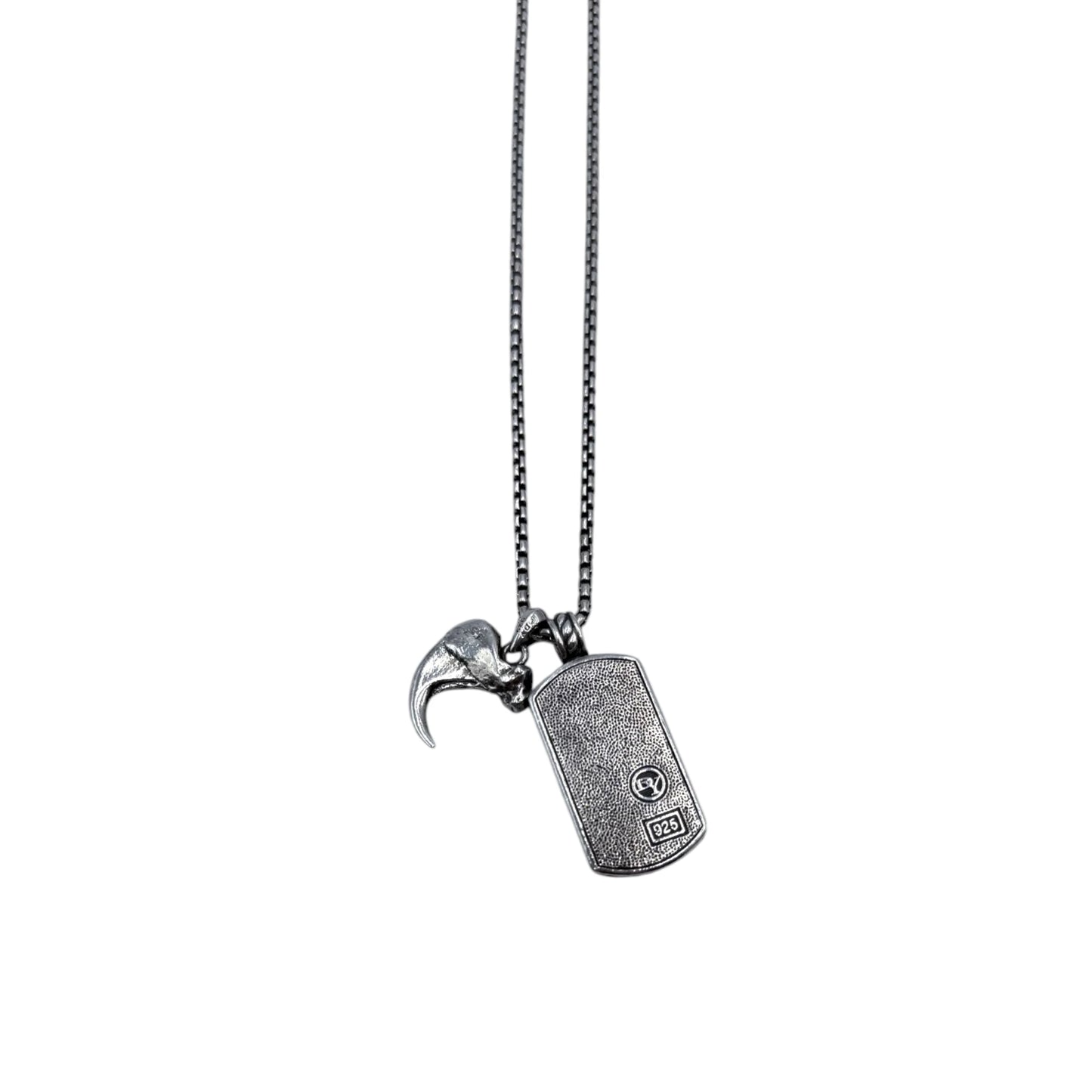 David Yurman Dog Tag Claw Charm Necklace