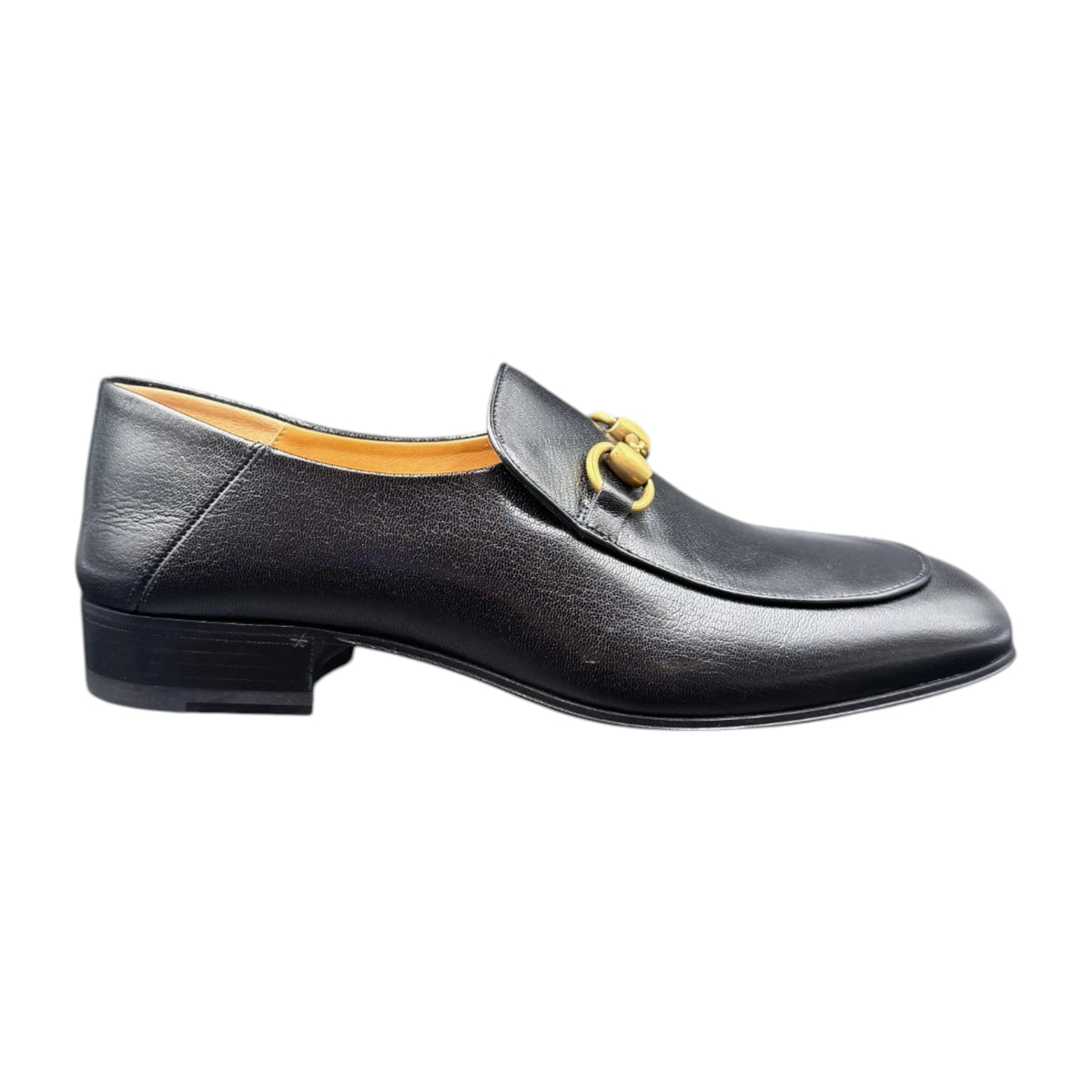 Gucci Black Goatskin Horse Bit Loafer