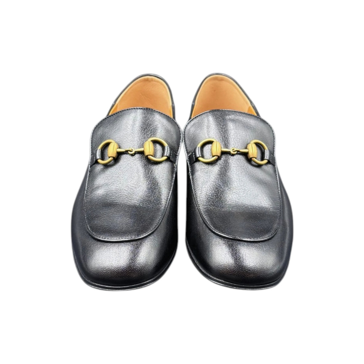 Gucci Black Goatskin Horse Bit Loafer