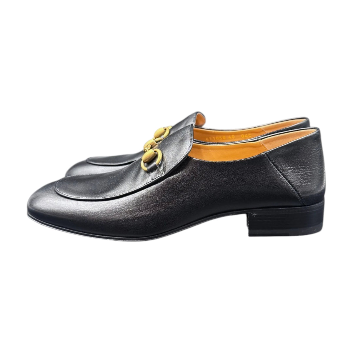 Gucci Black Goatskin Horse Bit Loafer