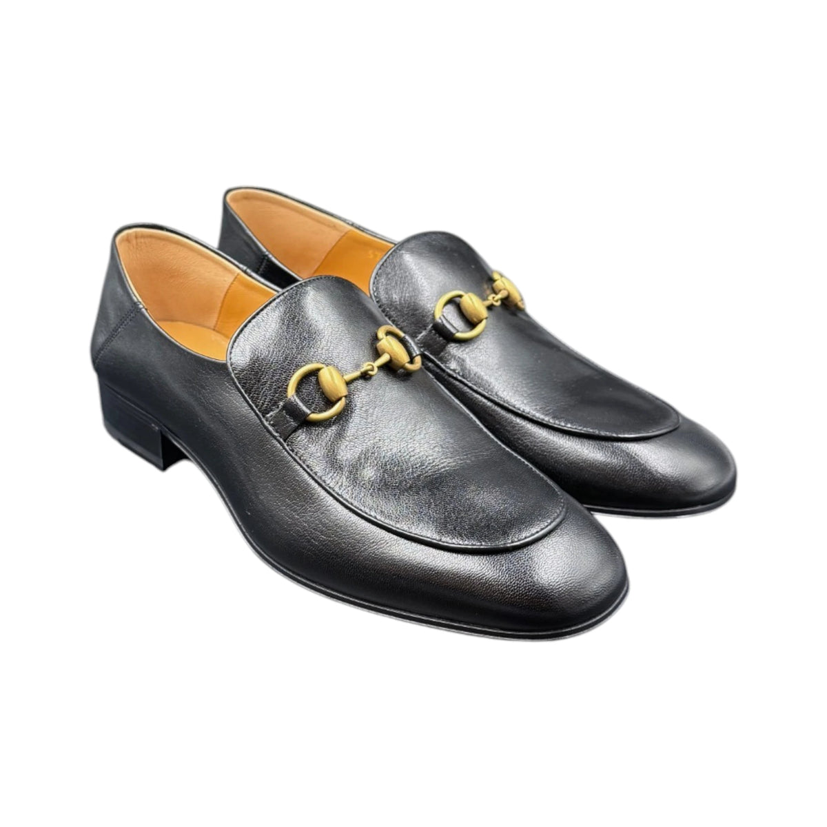 Gucci Black Goatskin Horse Bit Loafer
