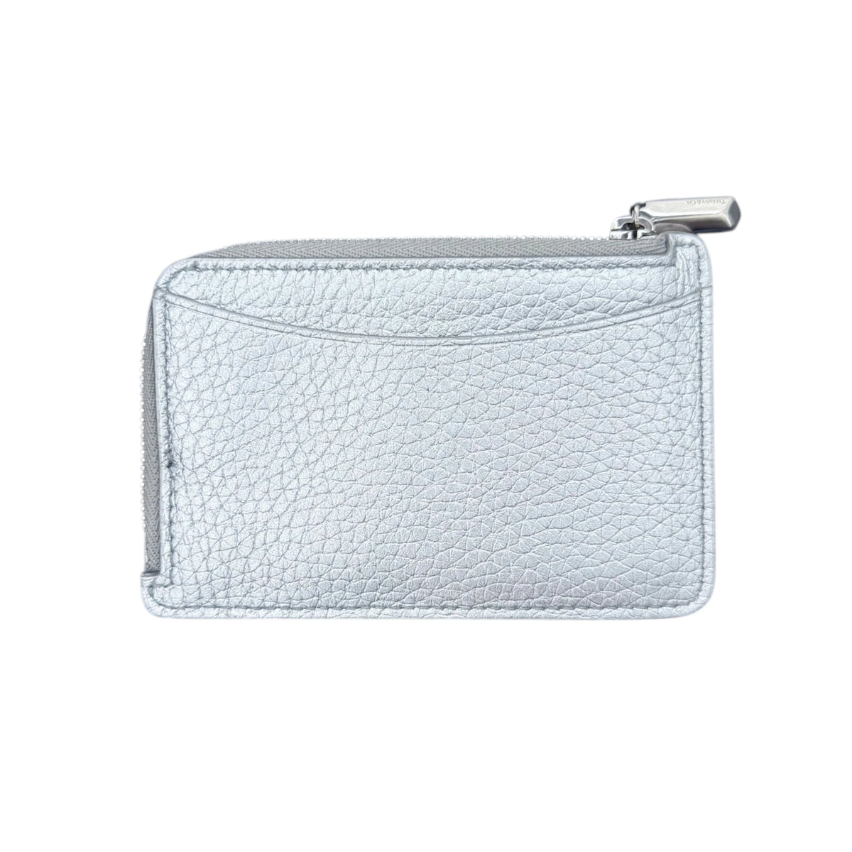 Tiffany & Co. Return to Tiffany Silver Metallic Leather Zip Card Case Wallet