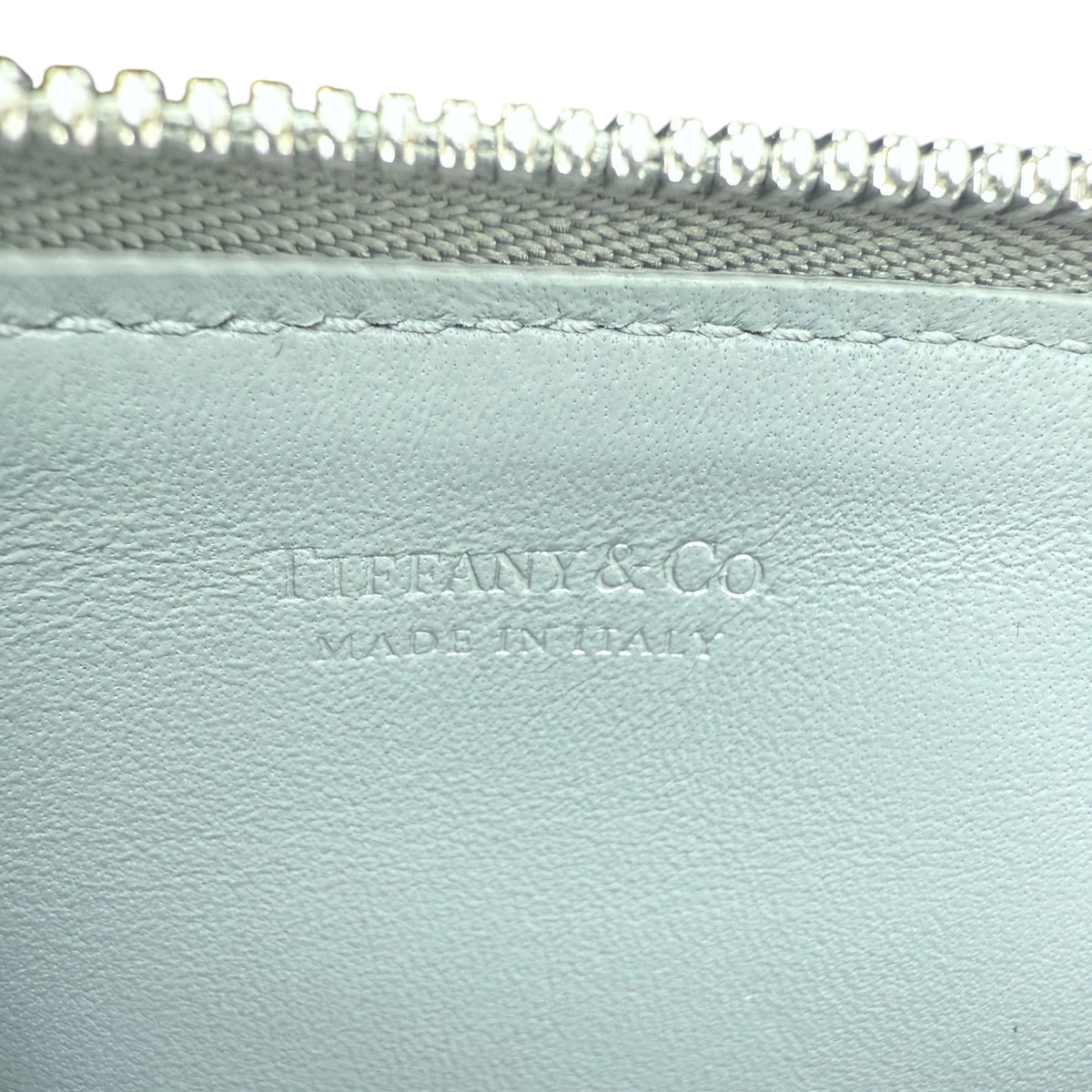 Tiffany & Co. Return to Tiffany Silver Metallic Leather Zip Card Case Wallet