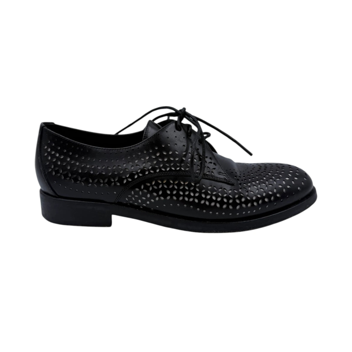 Alaïa Leather Perforated Accent Derby Shoes