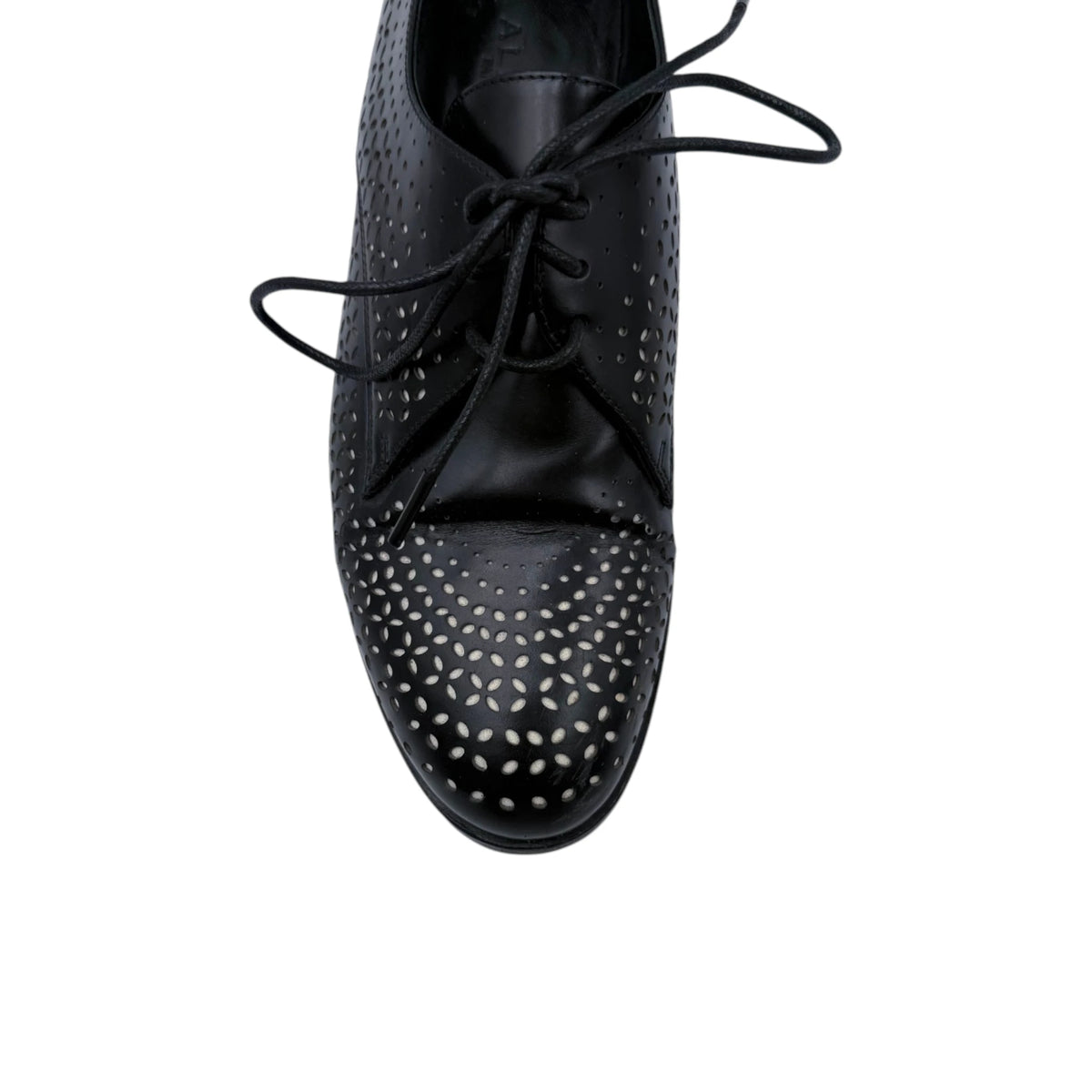 Alaïa Leather Perforated Accent Derby Shoes