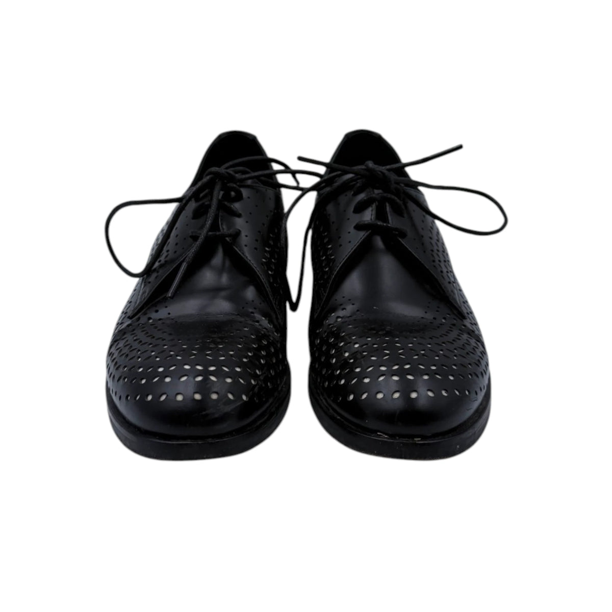 Alaïa Leather Perforated Accent Derby Shoes