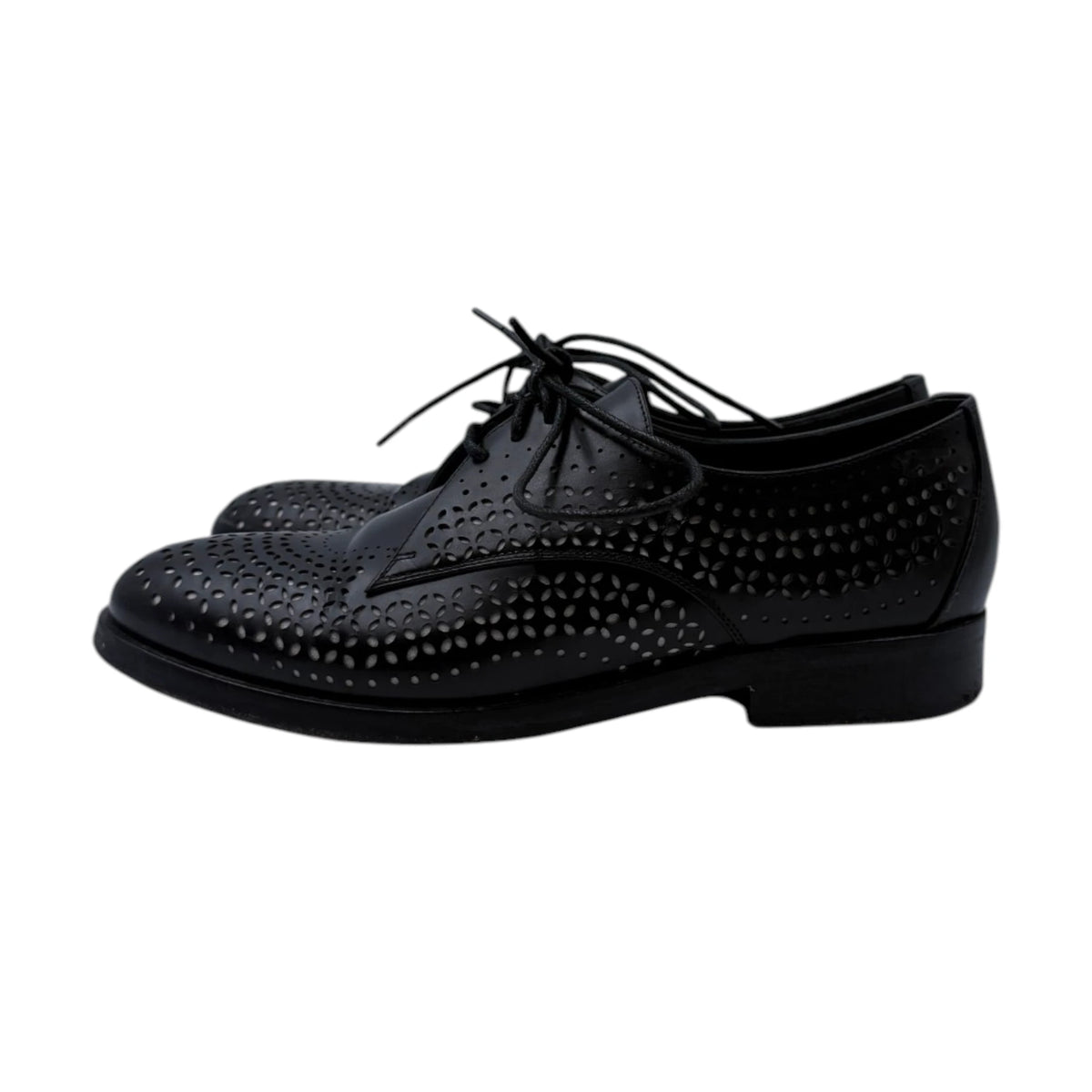 Alaïa Leather Perforated Accent Derby Shoes