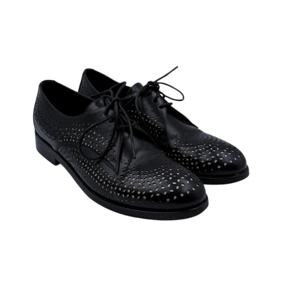 Alaïa Leather Perforated Accent Derby Shoes