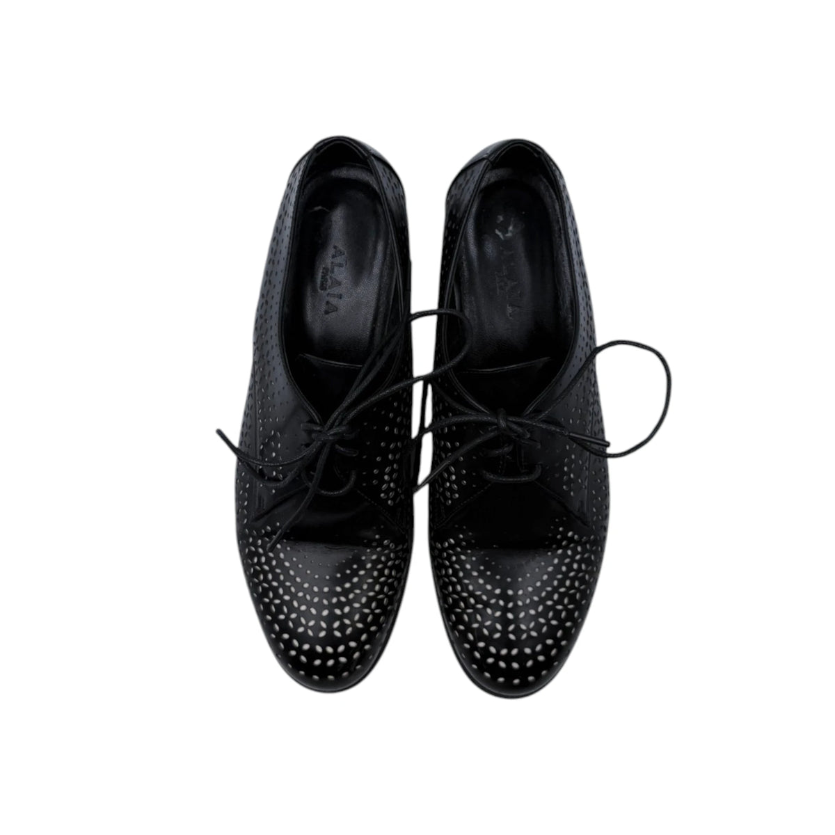 Alaïa Leather Perforated Accent Derby Shoes