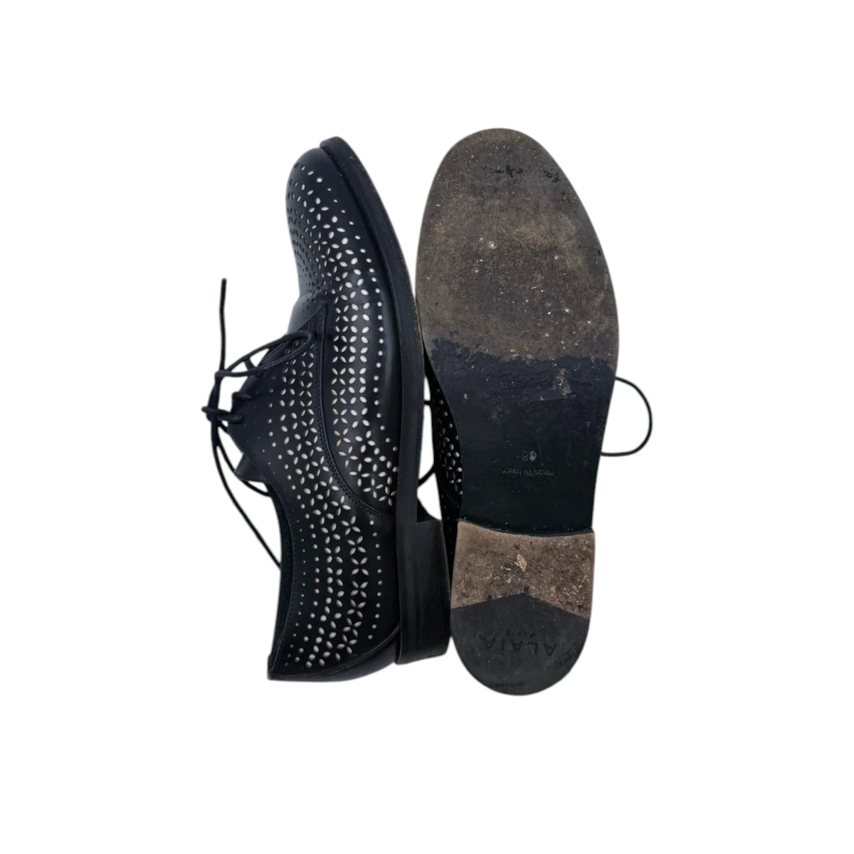 Alaïa Leather Perforated Accent Derby Shoes