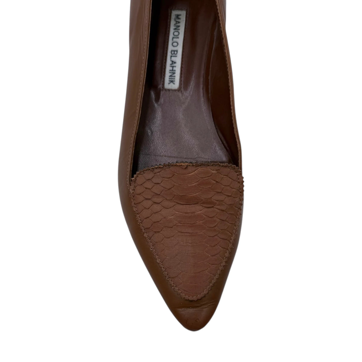 Manolo Blahnik Brown Python Flats