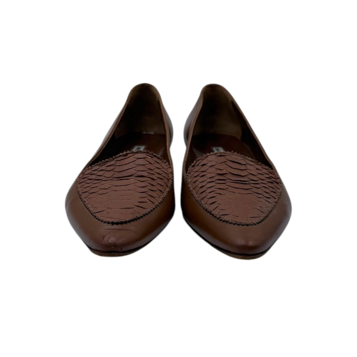 Manolo Blahnik Brown Python Flats