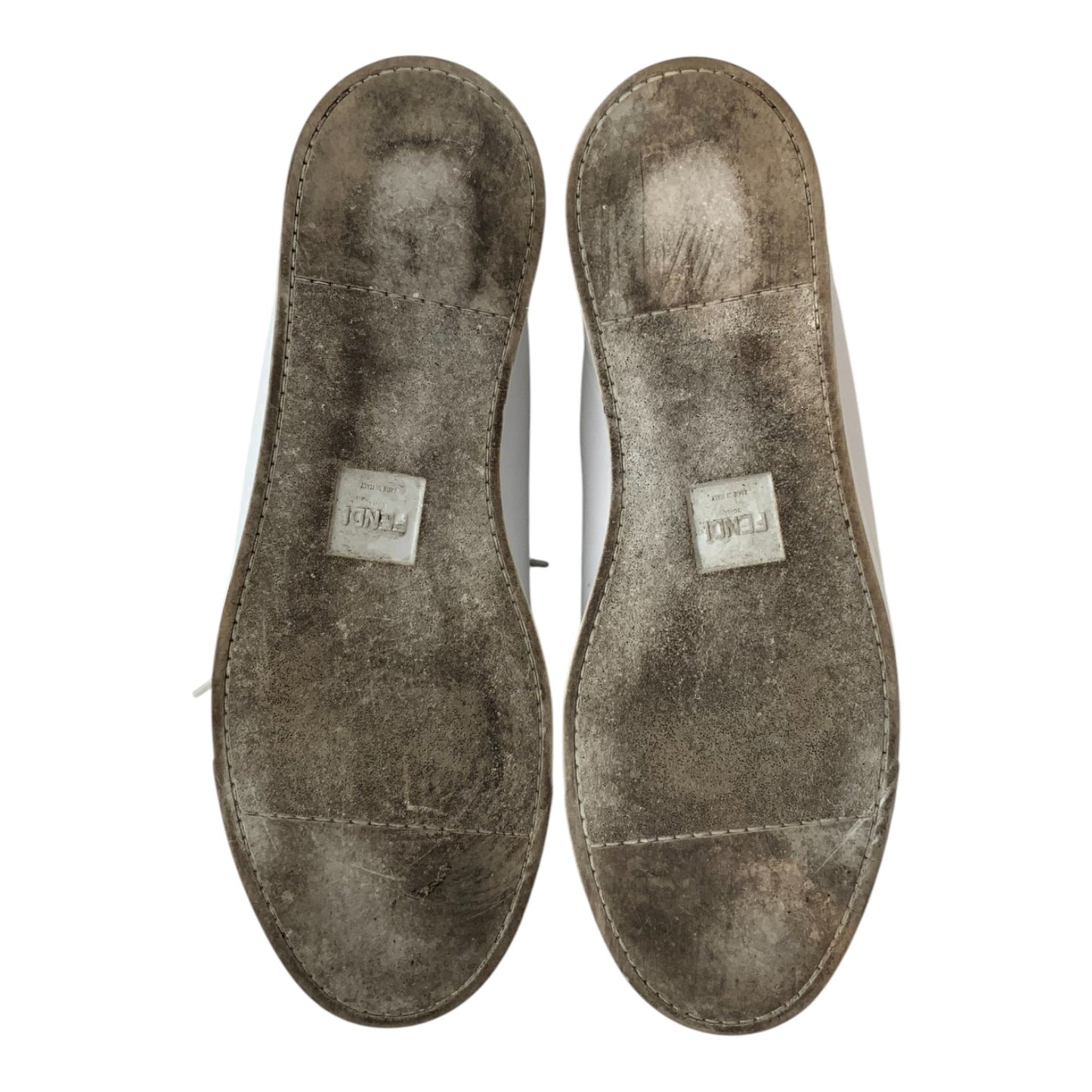 Fendi Match White Leather Sneakers w/ Terry Cloth Collar