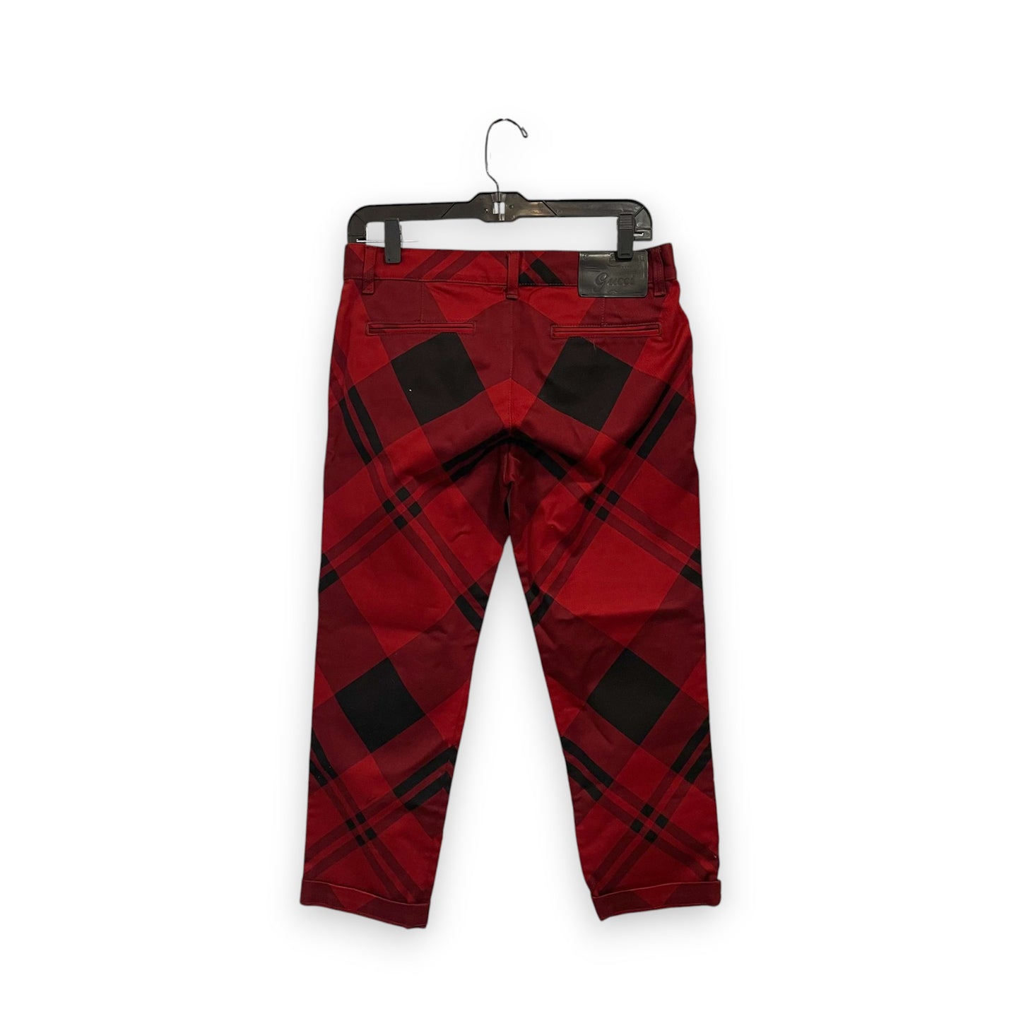 Gucci Check Print Red Black Pants 40