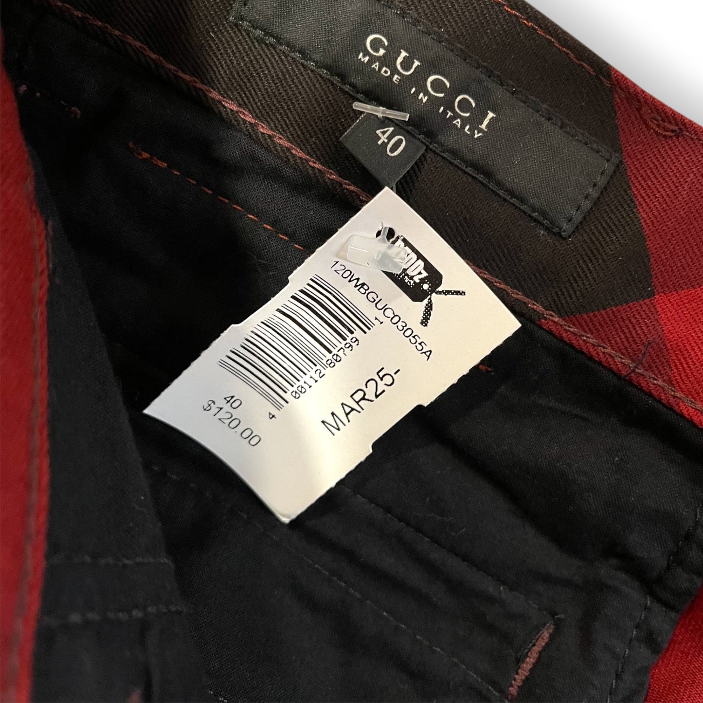 Gucci Check Print Red Black Pants 40