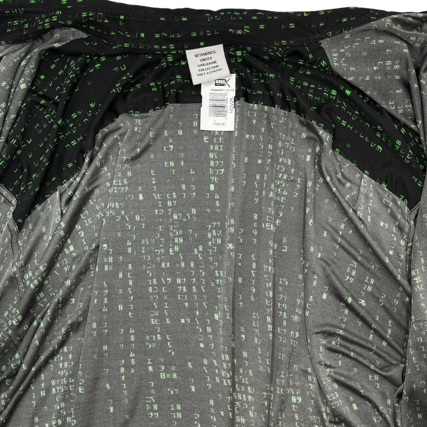 Vetements Matrix Green Code Long Sleeve Shirt