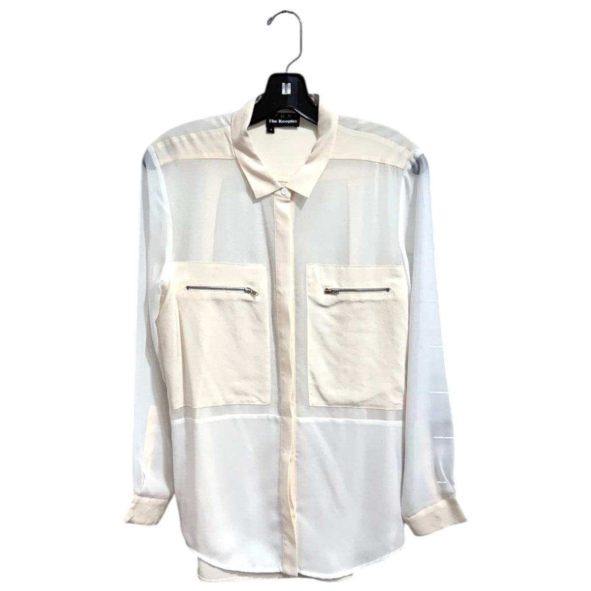 The Kooples Cream Sheer Button Top