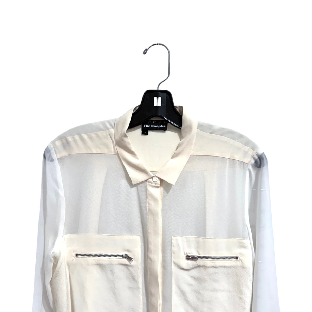 The Kooples Cream Sheer Button Top