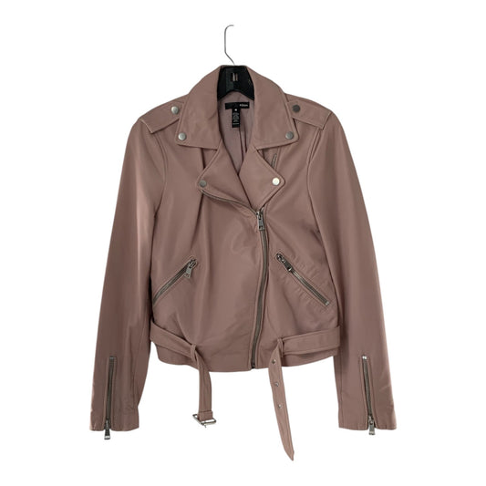 Aqua Baby Pink Moto Leather Jacket