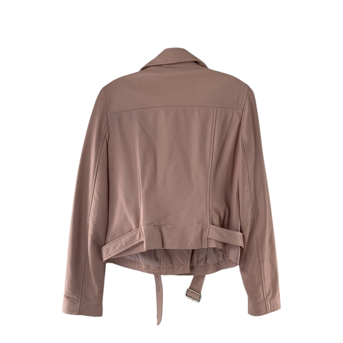 Aqua Baby Pink Moto Leather Jacket