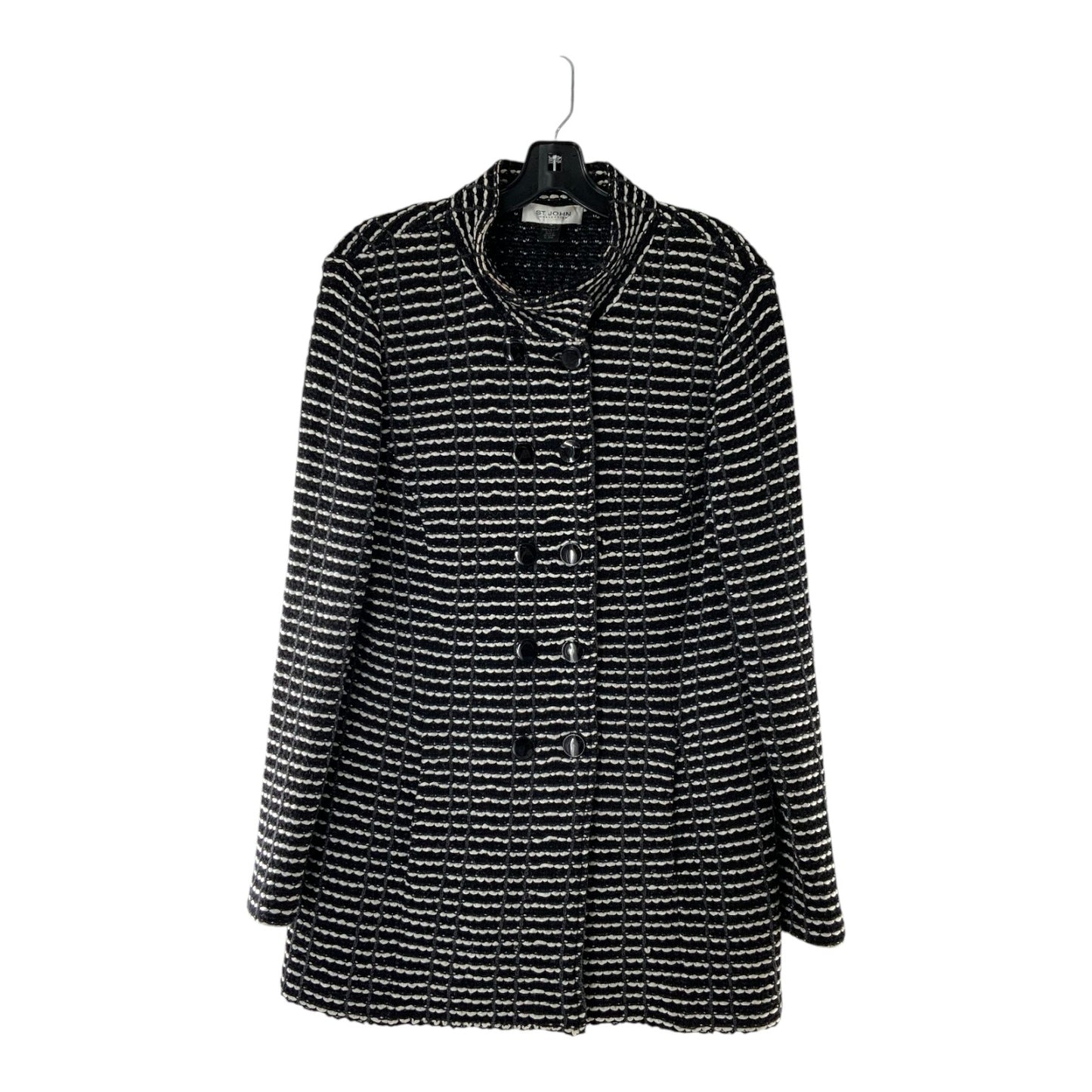 St. John Black and White Striped Sweater Cardigan