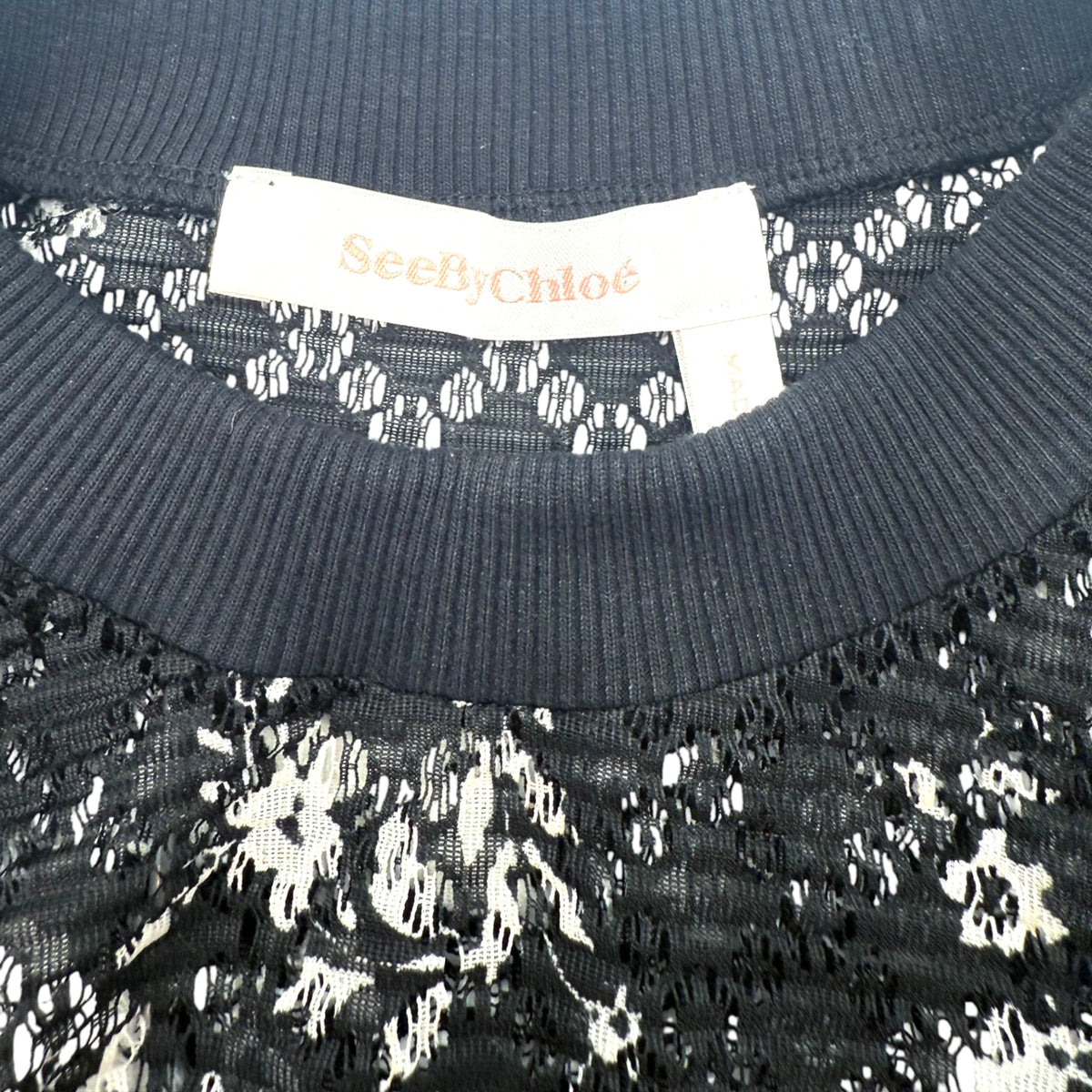 See by Chloe Black Long Sleeve Floral Dress
