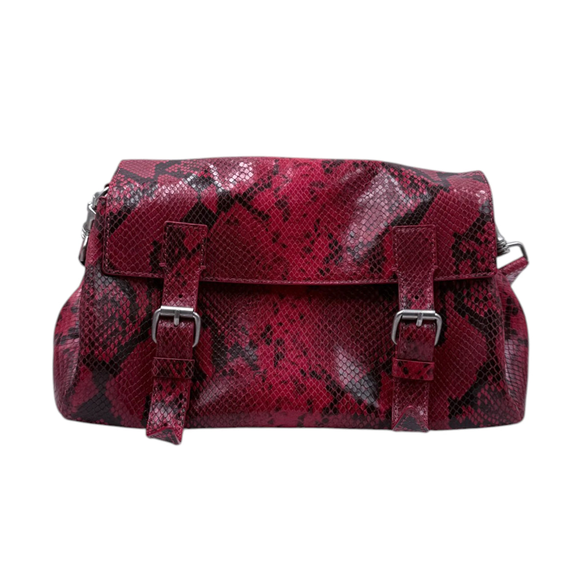 Dries Van Noten Red Snakeskin Shoulder Bag