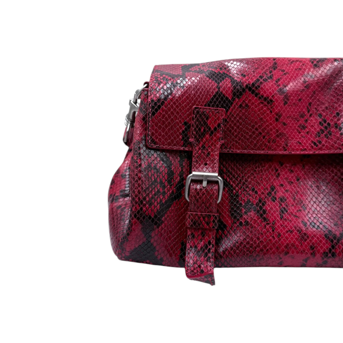 Dries Van Noten Red Snakeskin Shoulder Bag