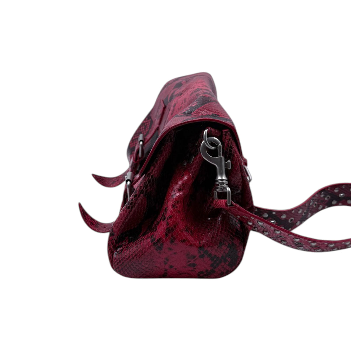 Dries Van Noten Red Snakeskin Shoulder Bag