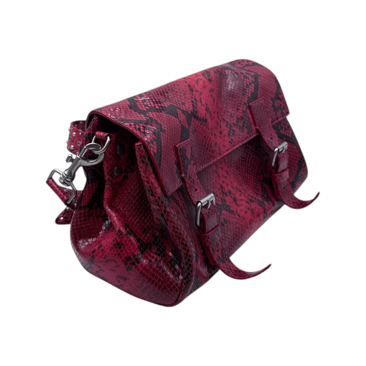 Dries Van Noten Red Snakeskin Shoulder Bag