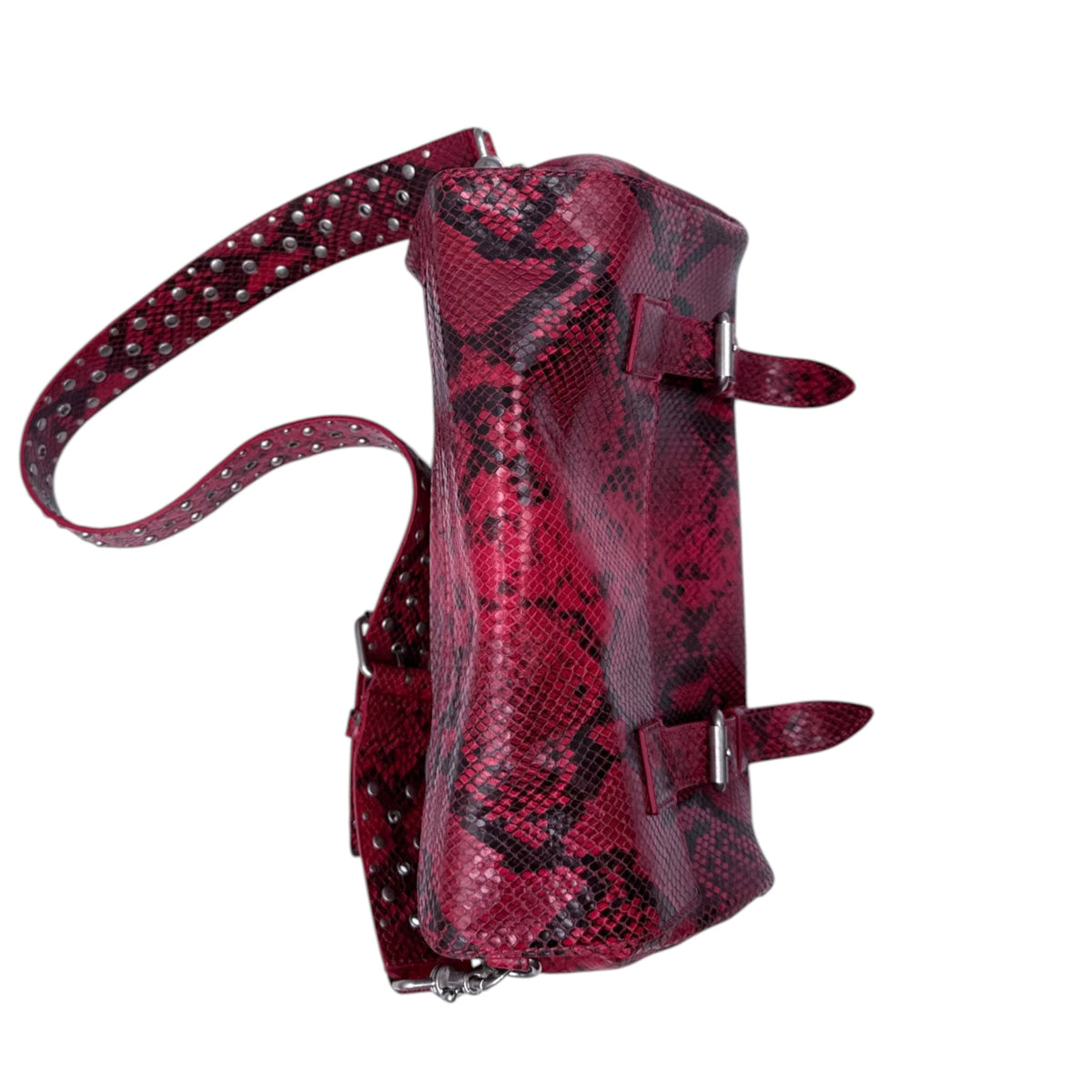 Dries Van Noten Red Snakeskin Shoulder Bag
