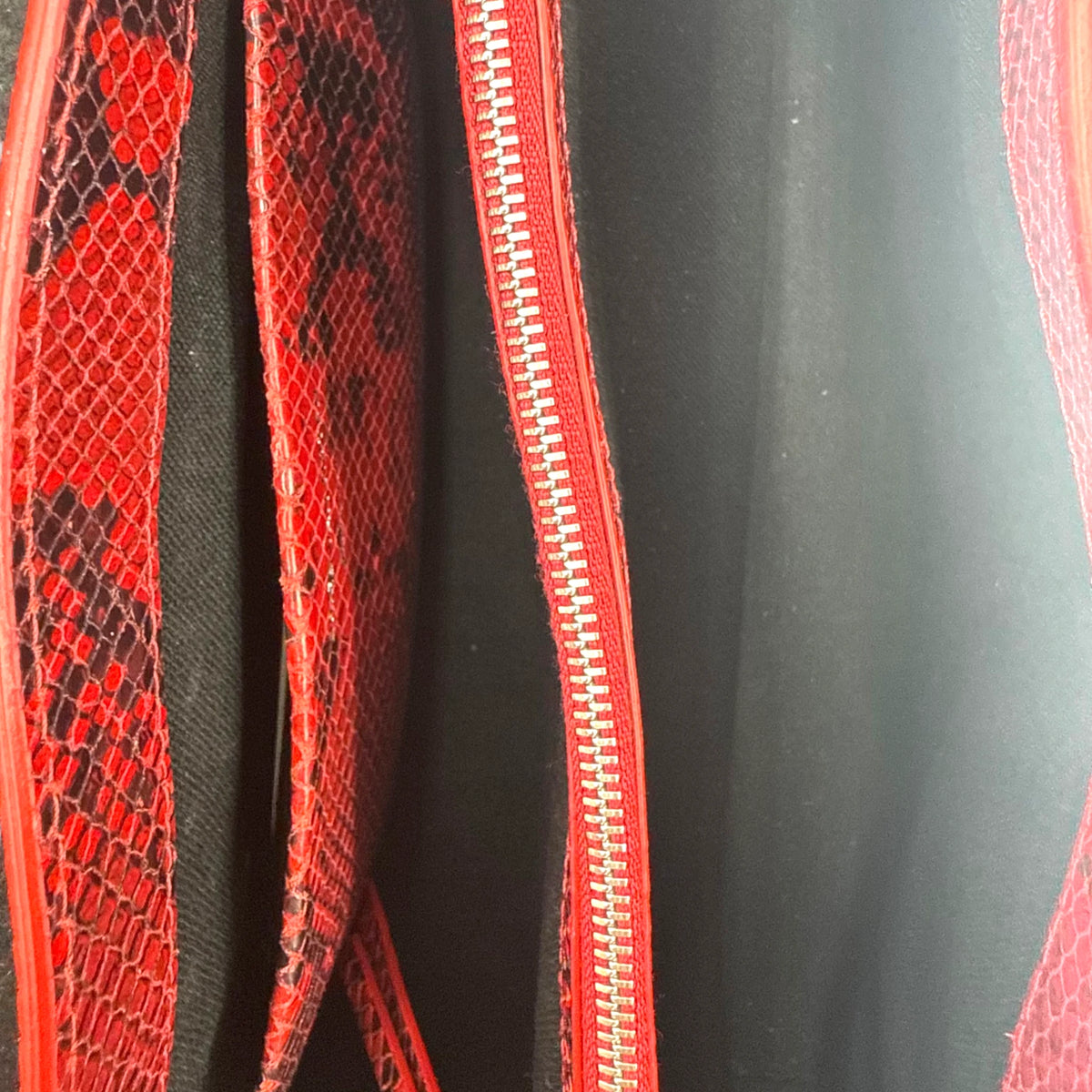 Dries Van Noten Red Snakeskin Shoulder Bag