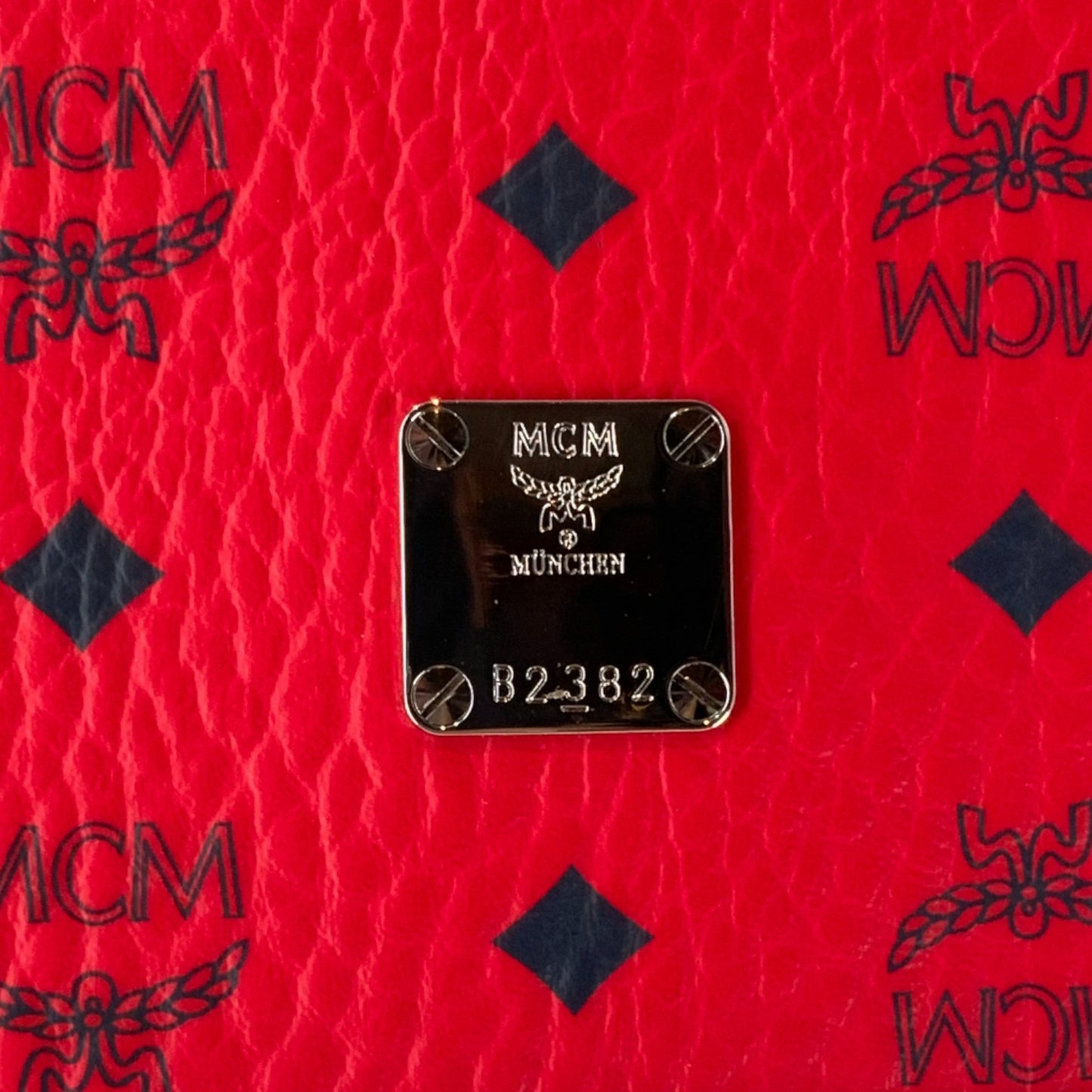 MCM Red Canvas Leather Messenger Bag