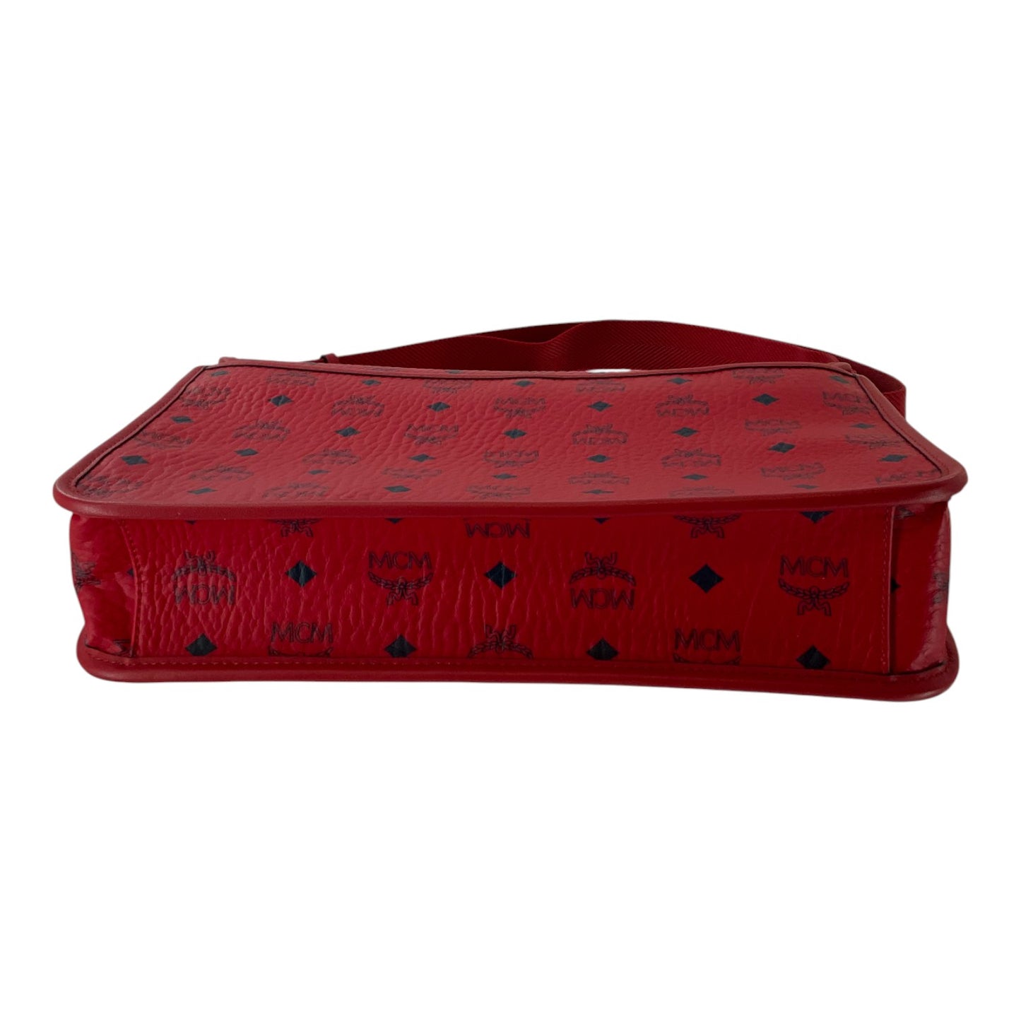 MCM Red Canvas Leather Messenger Bag