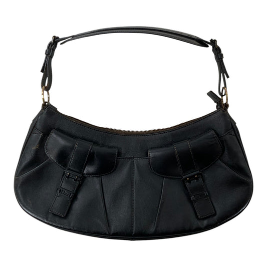 Christian Dior Black Leather Croissant Shoulder Bag