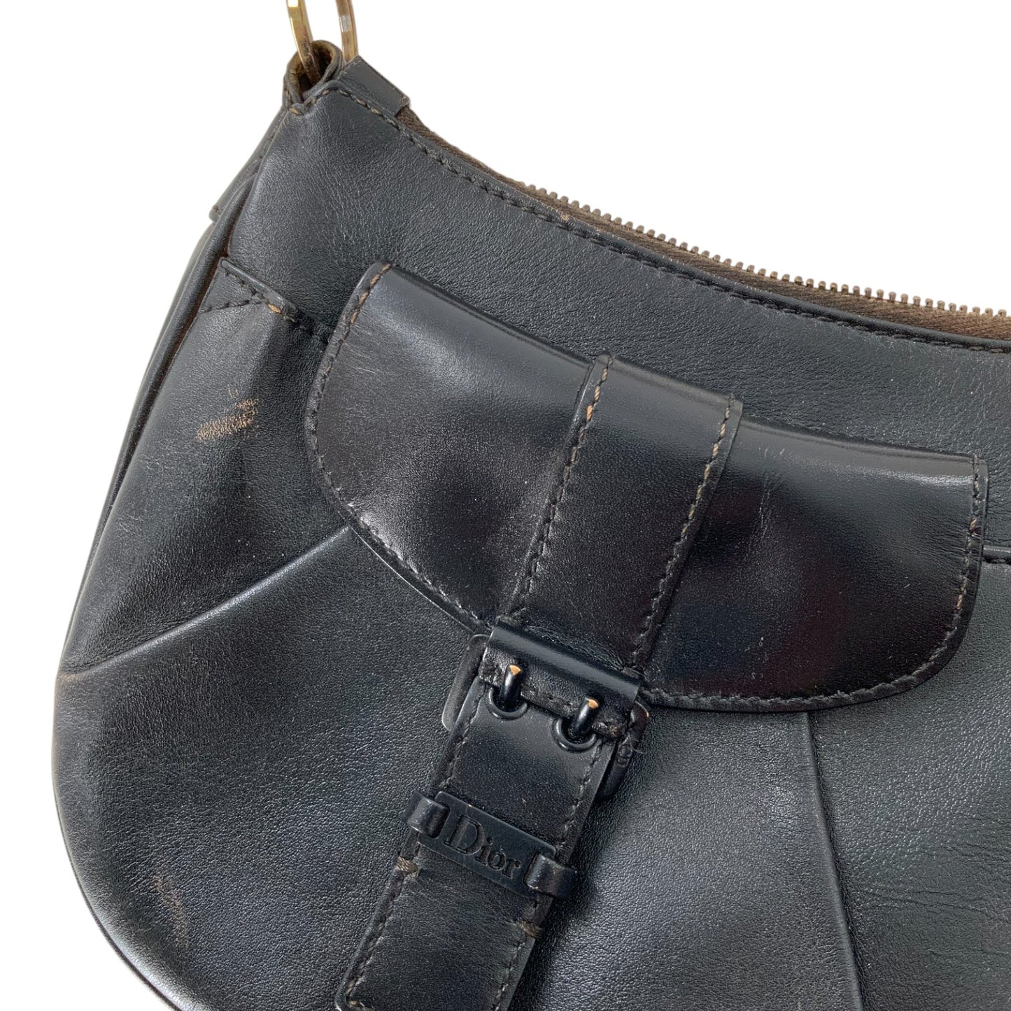 Christian Dior Black Leather Croissant Shoulder Bag